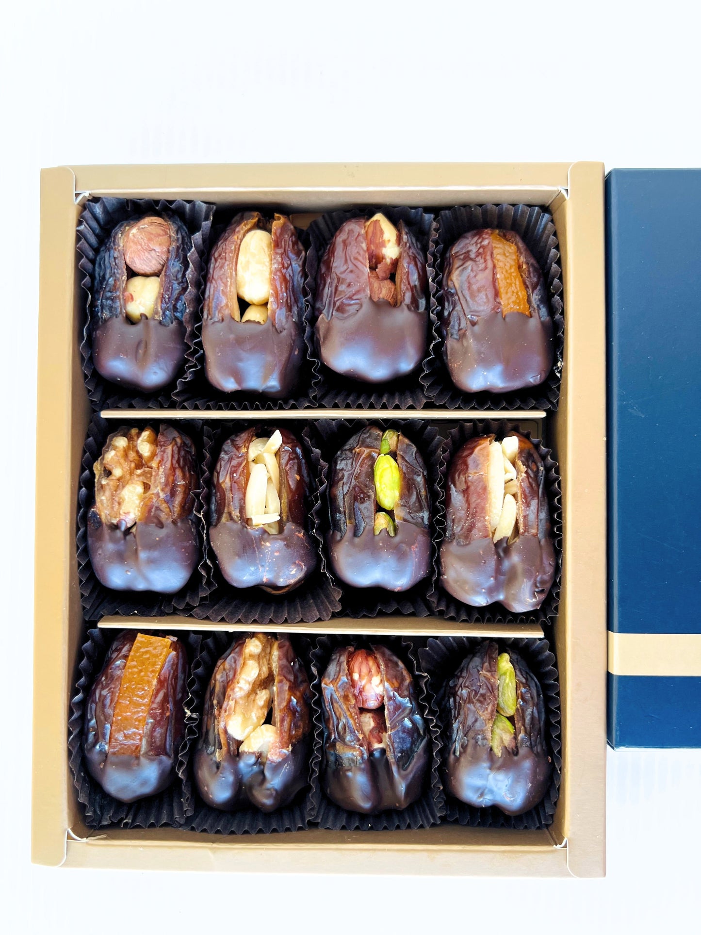 Chocolate Dipped Premium Stuffed Medjool Dates (12 pieces)